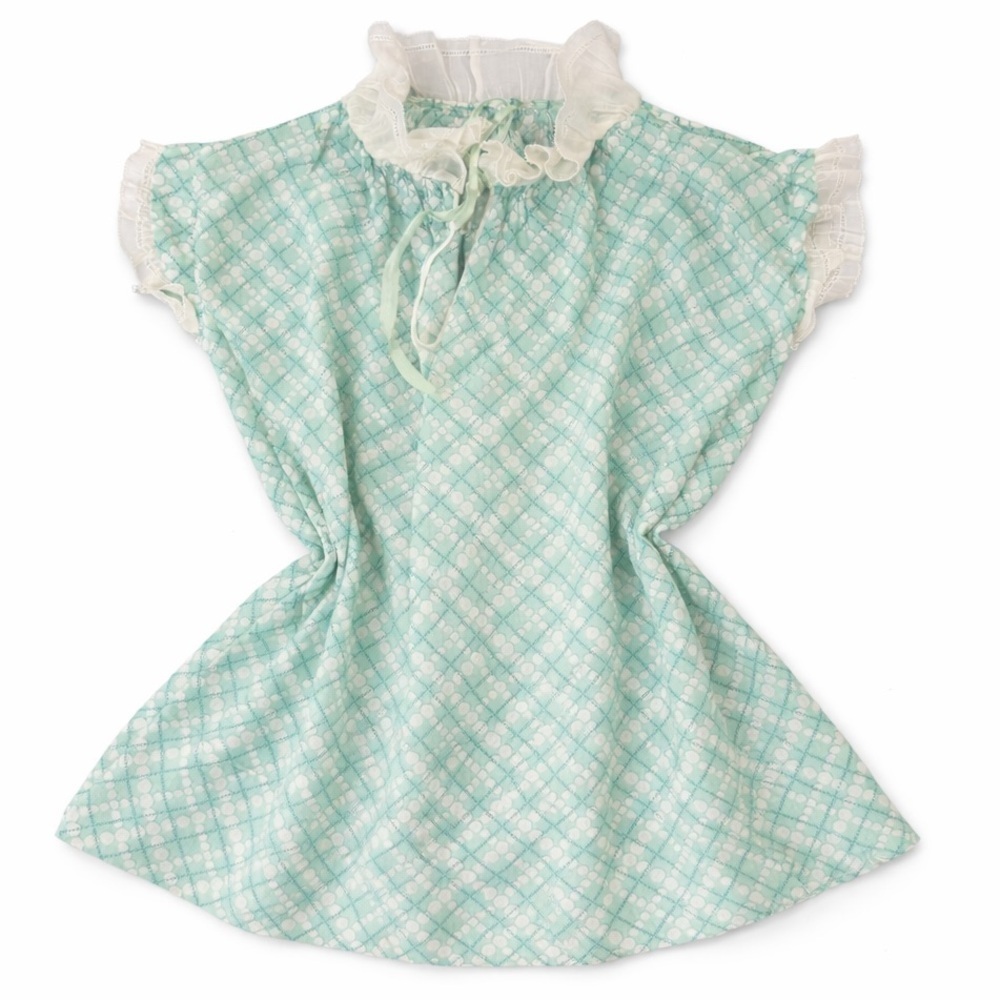 Handmade Green Ruffle Trim Baby Dress